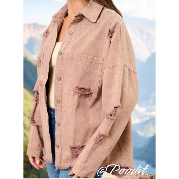 Fantastic fawn washed mauve oversized shacket M L - Picture 2 of 9